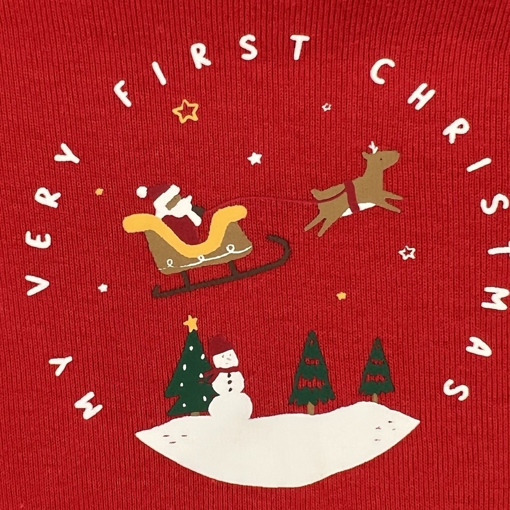 Carter's Bodysuit Baby Unisex 6M Red New My Very First Christmas Long Sleeve - Picture 7 of 9